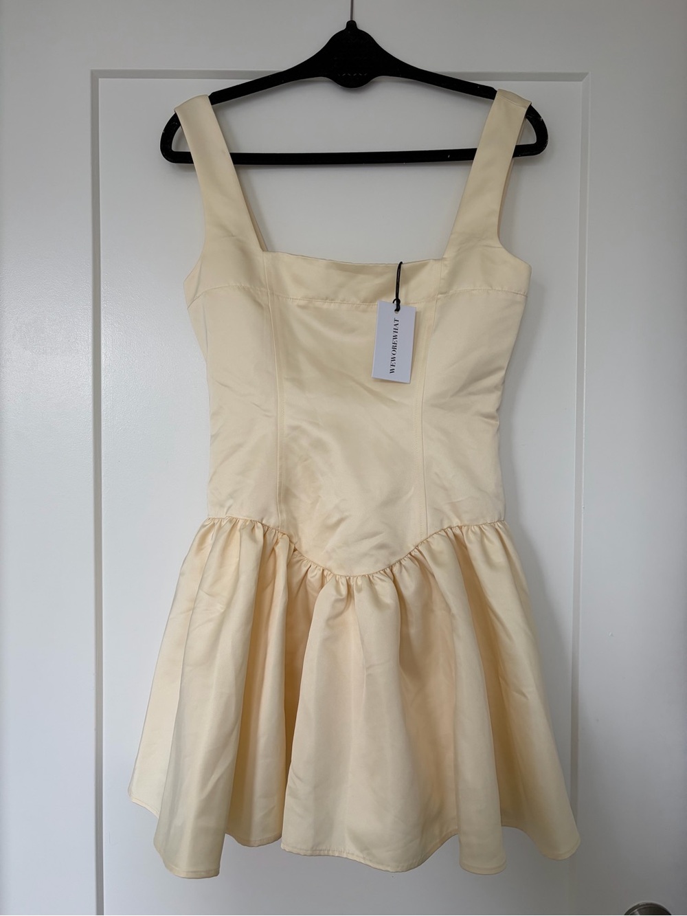 WeWoreWhat Corset Satin Mini Dress in Ecru